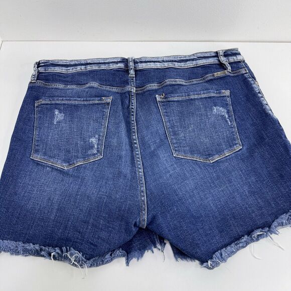 Kancan High Rise Medium Stone Wash Denim Shorts Cut Off Estilo 2XL 36” Waist - Picture 2 of 4
